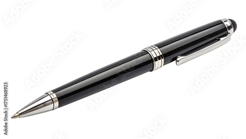 Elegant black and silver pen for professional writing and design work on transparent background