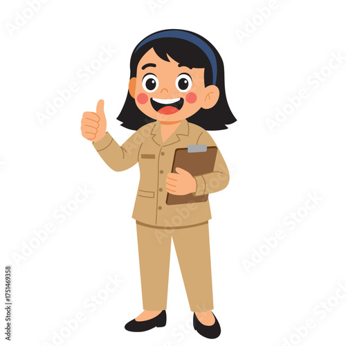 Illustration of happy indonesian civil servant woman
