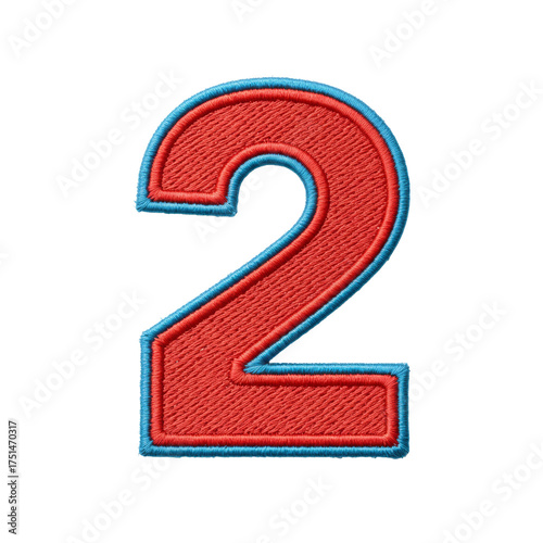 Red Embroidered Number Two Digit Patch Design