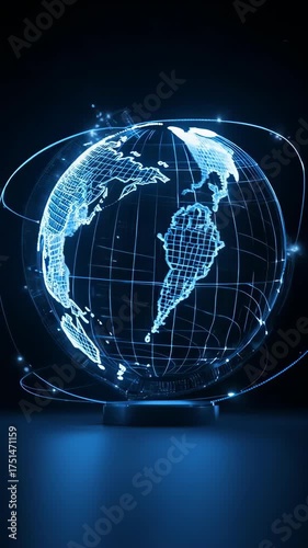 Global Network Data Connections on Rotating Globe