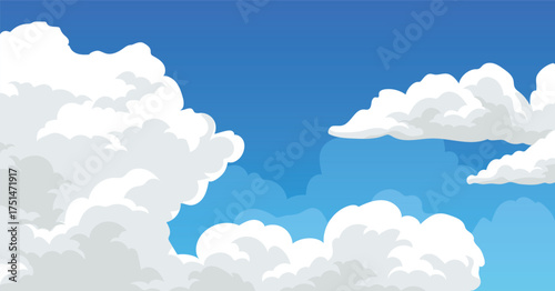 Panoramic of the sky with giant cumulonimbus clouds illustration