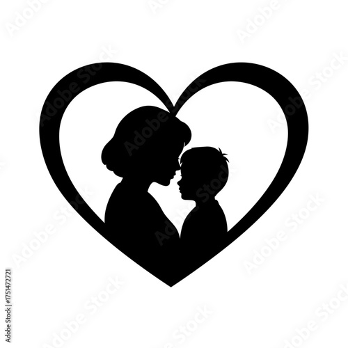 Heartwarming silhouette of mother embracing child symbolizing love family bond and parenthood tender moments isolated on white background Vector Illustration