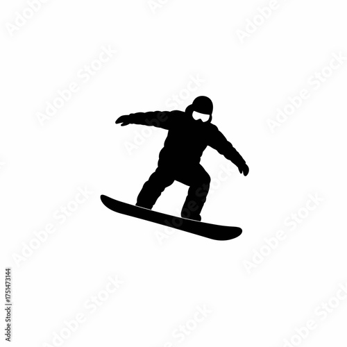 Dynamic snowboarder silhouette mid-air capturing the thrill of winter sports and extreme adventure isolated on white background Vector Illustration