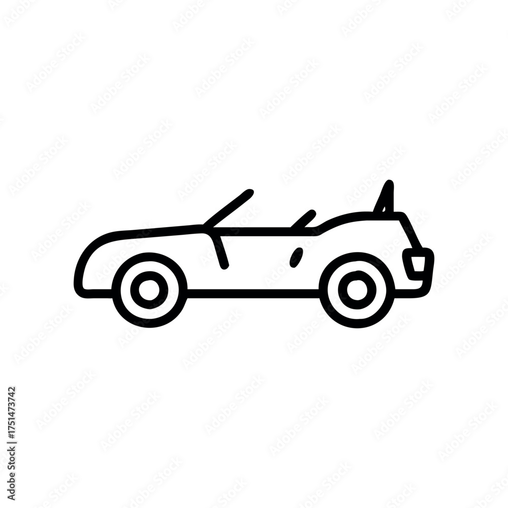Fototapeta premium Simple line drawing of vintage convertible car