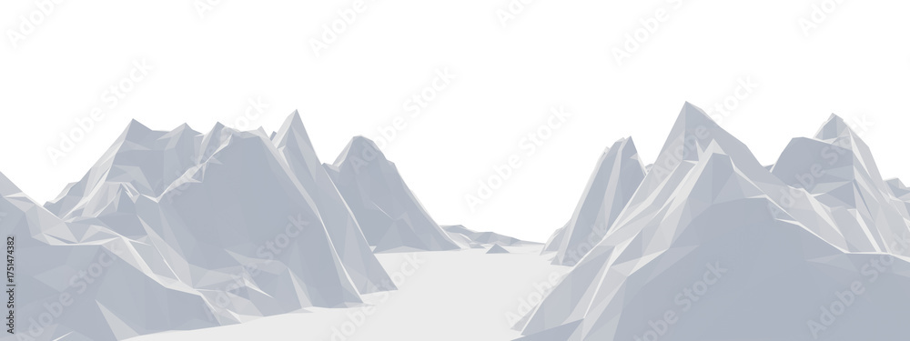 Fototapeta premium Low Poly Snowy Mountain Landscape. Ice Mountain