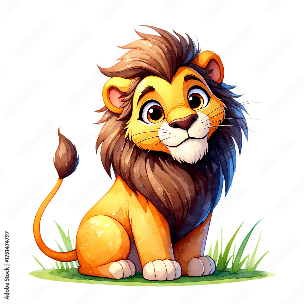 Fototapeta premium Little Lion Cub Illustration on transparent background