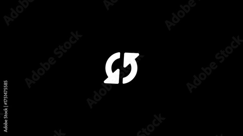 White Circular Arrows Icon Symbolizing Refresh or Repeat on Black Background reload recycle
