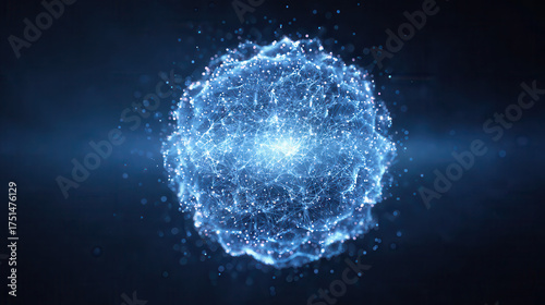 Abstract glowing blue energy sphere with intricate details