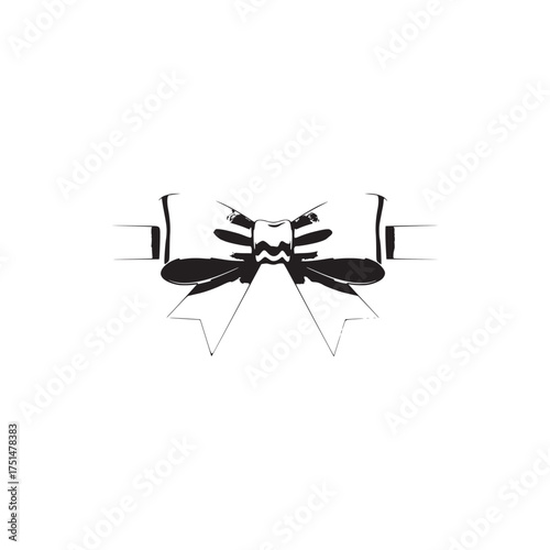 Stylized Black and White Hand-Drawn Bow Illustration for Gifts and Celebrations