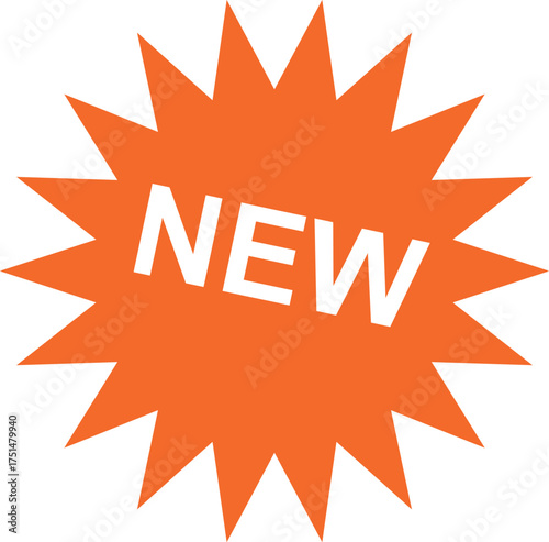 Orange New Sticker Graphic Element for Promotions and Advertisements to Attract Attention and Highlight Products
