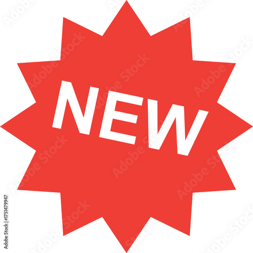 Red Burst with White New Text Announcement Graphic Vector Illustration Design Element Isolated on White Background