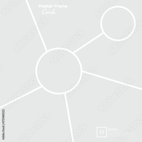 Square poster mockup featuring two circle photo collage composition