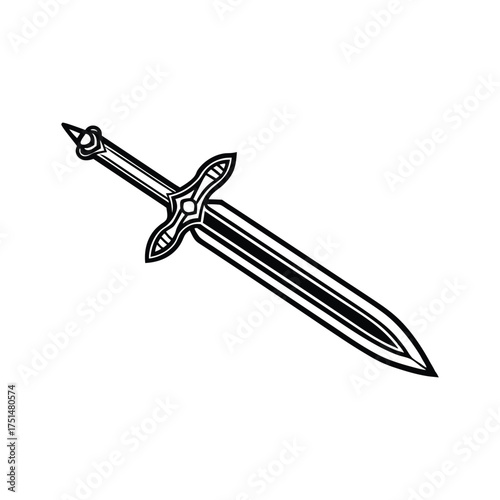 Black and white stylized sword icon