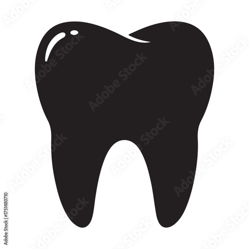 Black Tooth Vector Illustration for Dental Care and Oral Hygiene Promotion Graphic Isolated on White