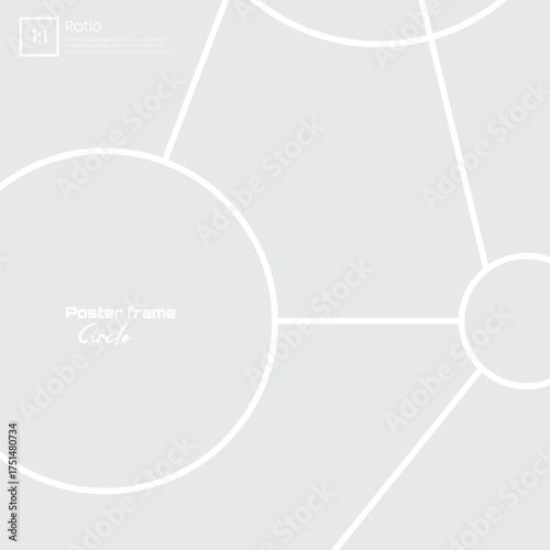 Square Background Poster Frame. Modern Blank Photo Collage with Dual Circle Design