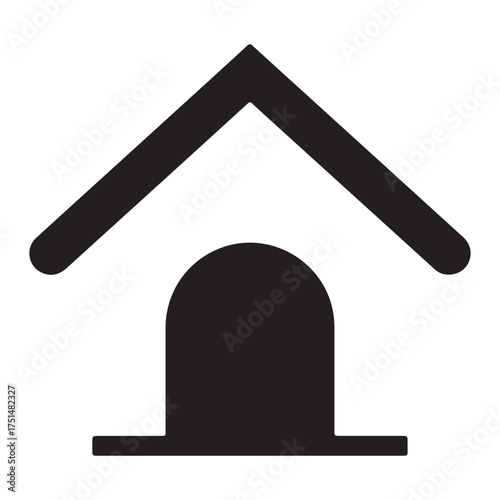 Minimalist house icon in black and white representing shelter home protection and real estate concept for various applications