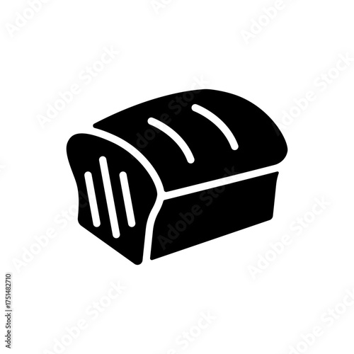 Fresh baked bread loaf bakery food flat icon