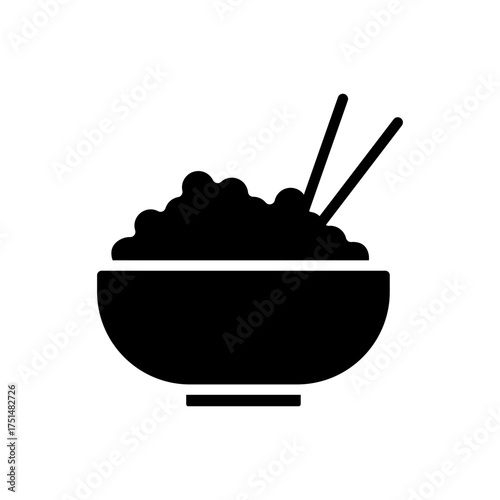 Rice bowl asian food grain meal flat icon