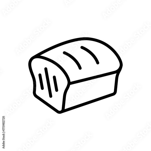 Outline fresh baked bread loaf food line art icon