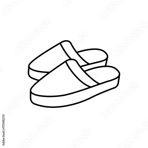 Outline cozy home slippers footwear line art icon