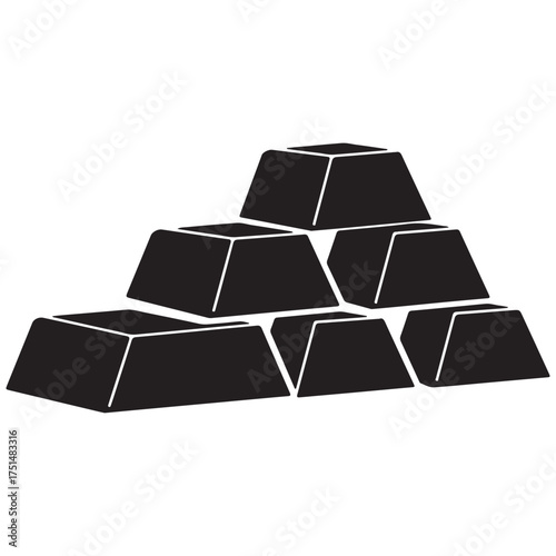 Stack of Gold Bars Illustration Representing Wealth Investment and Financial Security on a White Background