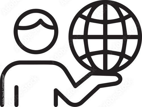 Empowered individual holding the world, symbolising global leadership and international business reach, perfect for corporate presentations and website graphics