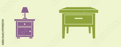 bedside table vector silhouette icon - ideal for furniture icons, decals