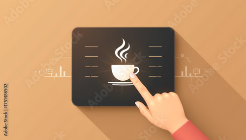 Hand Interacting with Beverage Icon Digital Tablet