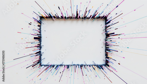 Abstract Colorful Radiating Lines with Empty Frame