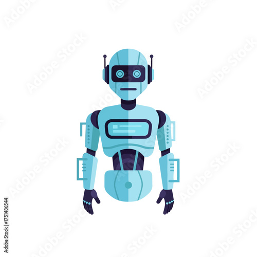 Futuristic Robot Vector Character Illustration in Flat Design