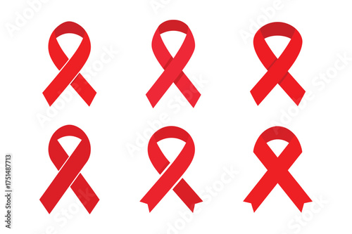 Red ribbon awareness symbol isolated