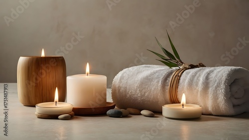 Zen spa with candles and towels