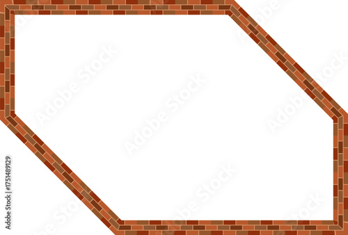 Snip Diagonal Corner Ractangle frame Brick brickwork brown border picture frame vintage retro antique handcraft framework architecture decorative element isolated background 