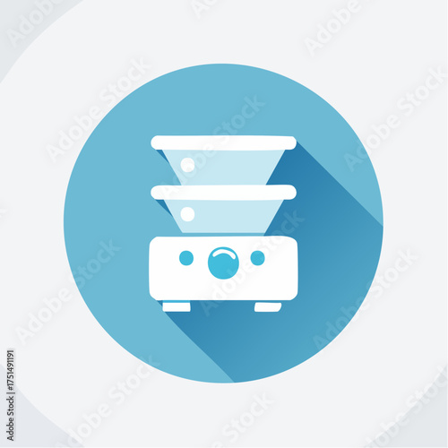 Blue themed Illustration showcasing a Stylish food steamer appliance design