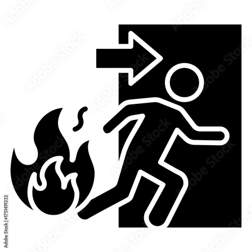 Fire Evacuation Glyph Icon