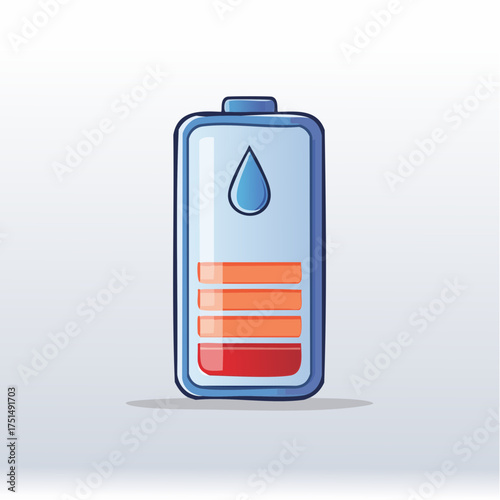 Cartoon style battery icon illustration indicating low power or energy status
