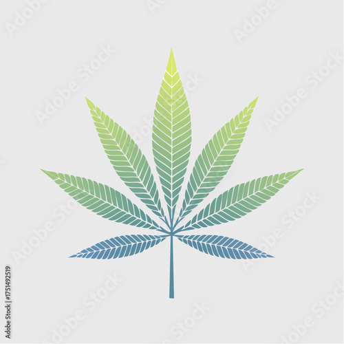 Gradient Cannabis Leaf Illustration for Medical Marijuana and Legalization Concepts