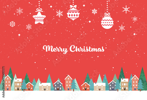 冬の街並みのクリスマス背景イラスト