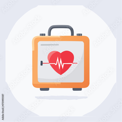 Medical case with heart rate pulse, healthcare and first aid concept icon