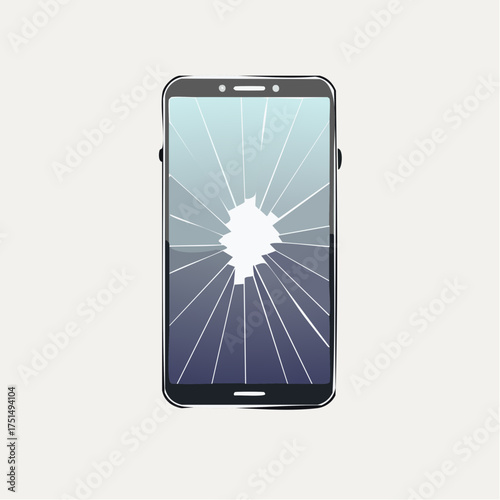 Modern smartphone with a cracked screen representing technology and misfortune