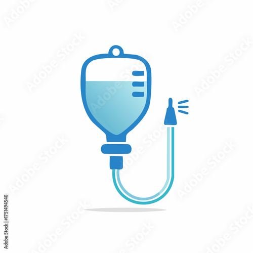 Simple illustration of intravenous drip bag connected to patient line design