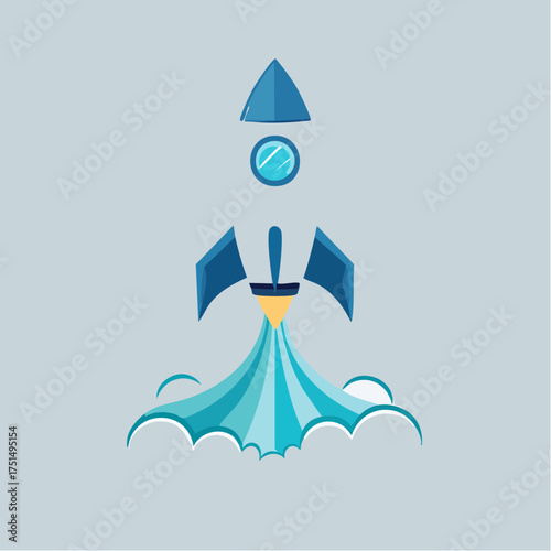 Stylized Rocket Launch Illustration Representing Innovation and Futuristic Concepts