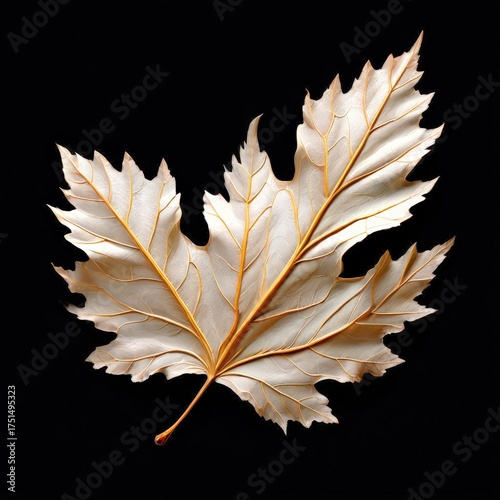 an AI Image Generator, Elegant Copper Maple Leaf Sculpture With Cream Highlights