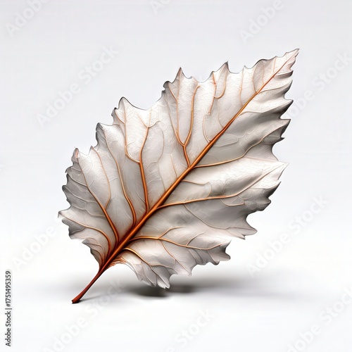 an AI Image Generator, Elegant Copper Maple Leaf Sculpture With Cream Highlights