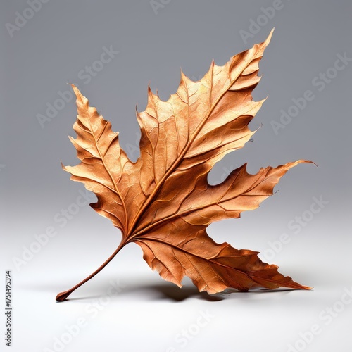 an AI Image Generator, Elegant Copper Maple Leaf Sculpture With Cream Highlights