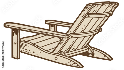 Adirondack chair vector illustration for outdoor furniture and summer relaxation design element needs