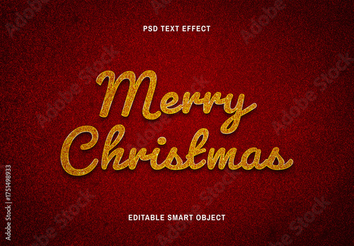 Golden Merry Christmas Typography Text Effect PSD
