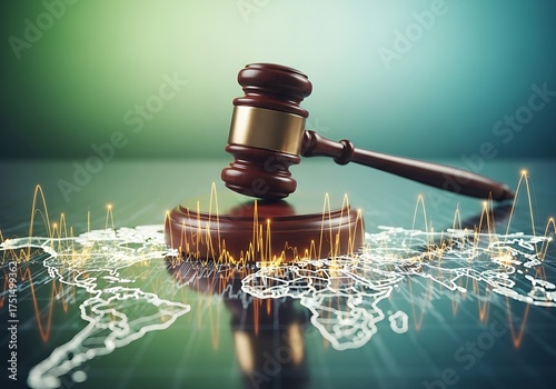 Global Legal Framework - Gavel Symbolizing International Law and Economic Regulations.