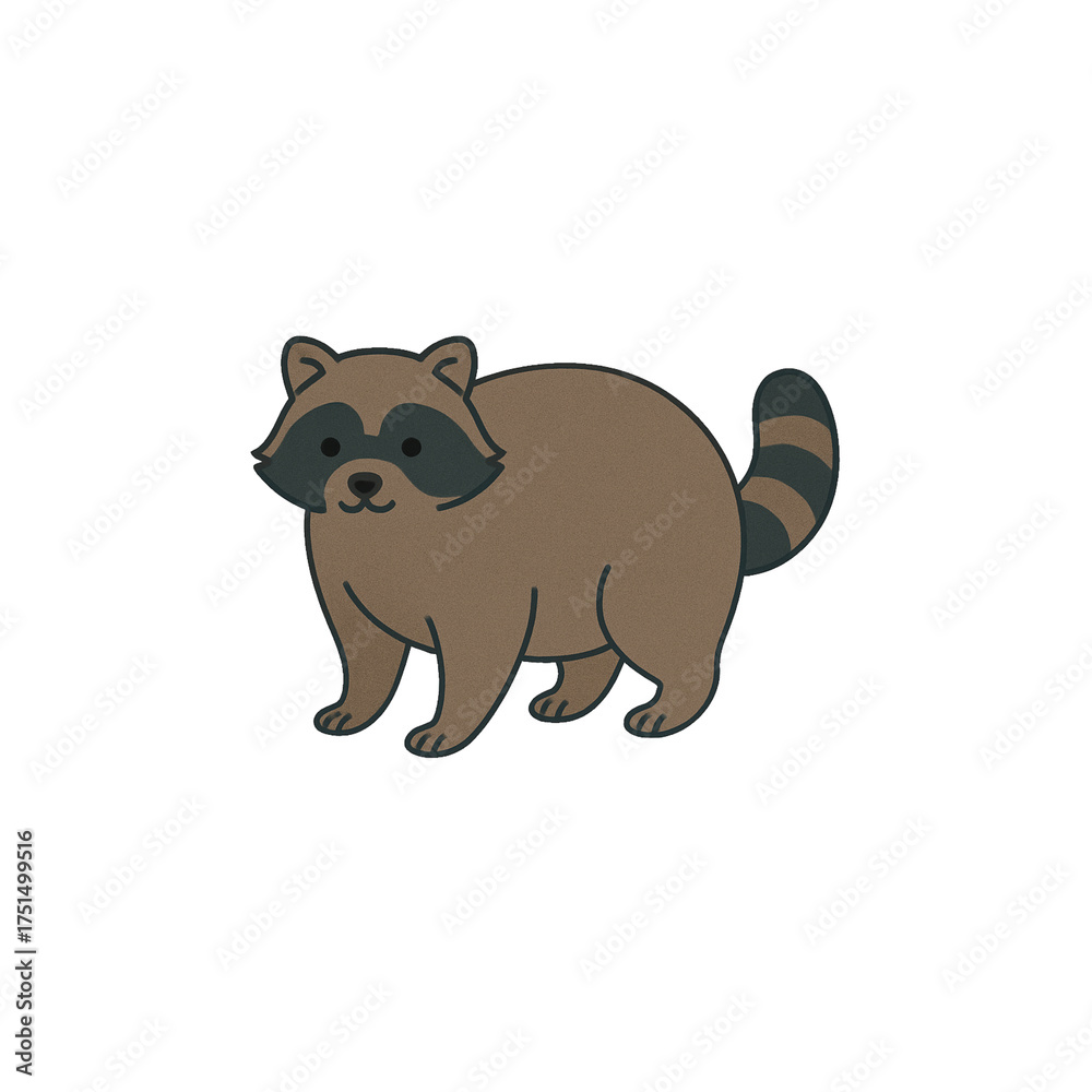 Fototapeta premium アライグマのカラーアイコン、動物、イラスト、素材、背景なし、資料作り