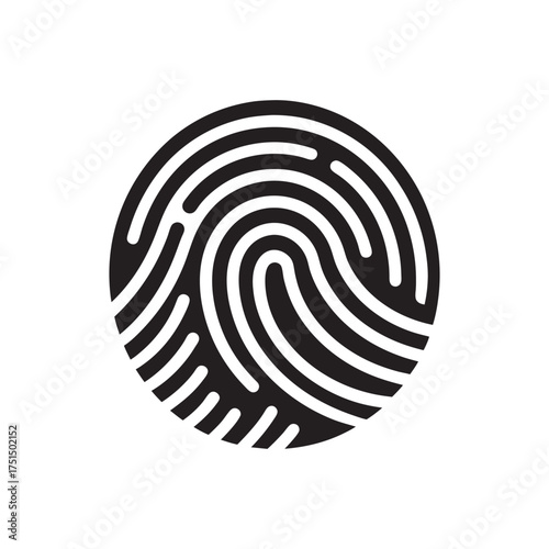 Close up black and white fingerprint pattern on a white background